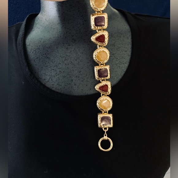 Gold bangle toggle clasp fashion bracelet ❤️ - Picture 1 of 7